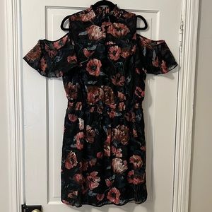 Ivanka Trump Floral Cold Shoulder Dress with Elastic Waist